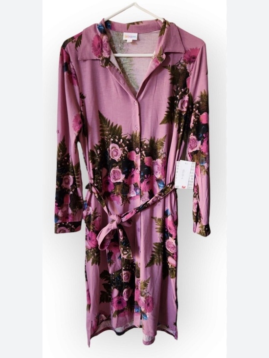 LuLaRoe Dresses & Skirts - LuLaRoe Mauve Pink Floral Midi Shirt Dress
